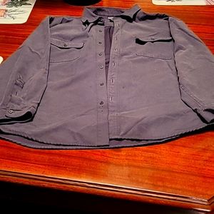 Men's long sleeve button-down gray polyester dress shirt by Montage Collection